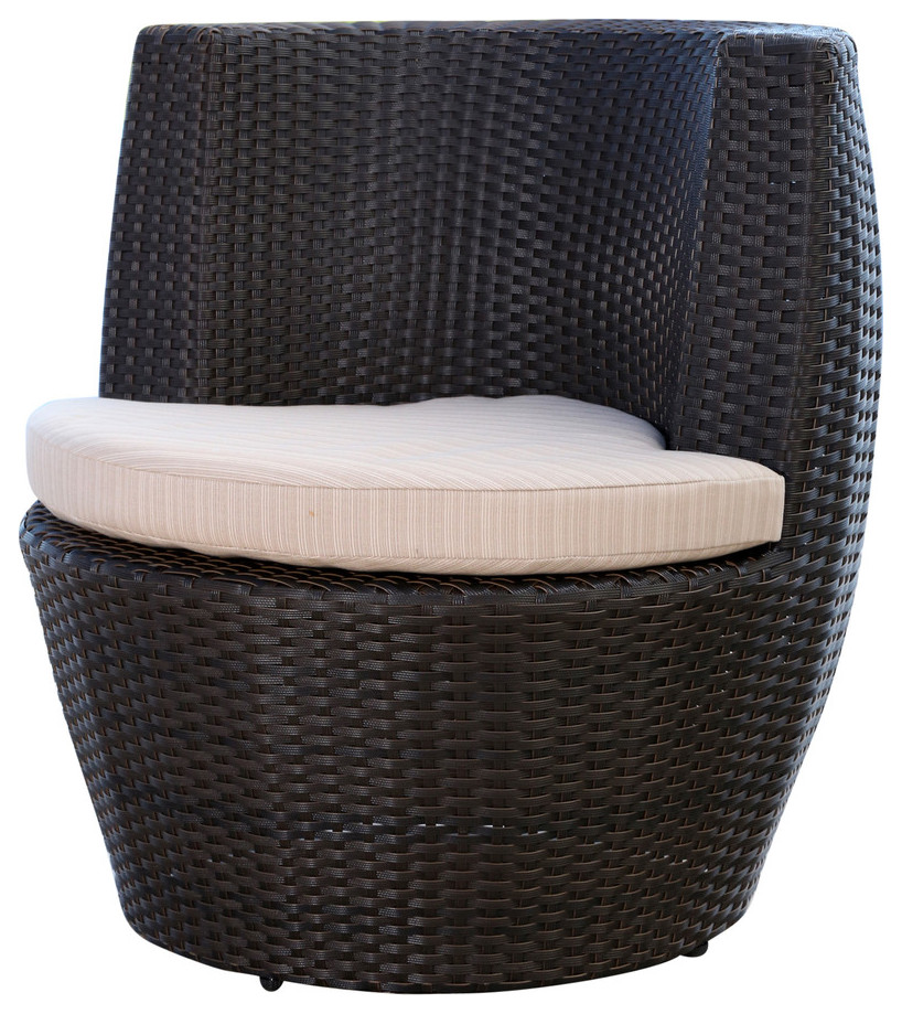 Newport Outdoor Espresso Brown Wicker Bistro Chair Tropical Outdoor Lounge Chairs by