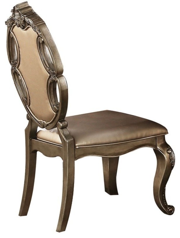 ACME Ragenardus Faux Leather Dining Side Chair in Champagne(set of 2