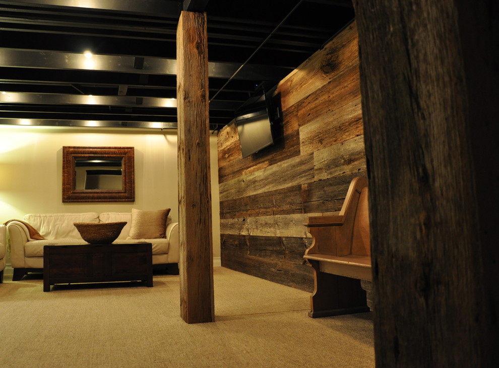Basement - rustic basement idea in Chicago