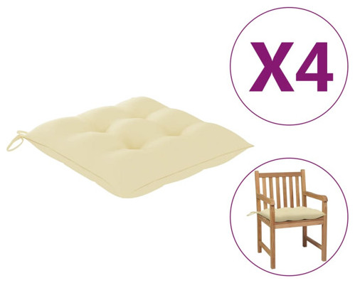 vidaXL Chair Cushion 4 Pcs Outdoor Patio Seat Cushion Cream White Oxford Fabric