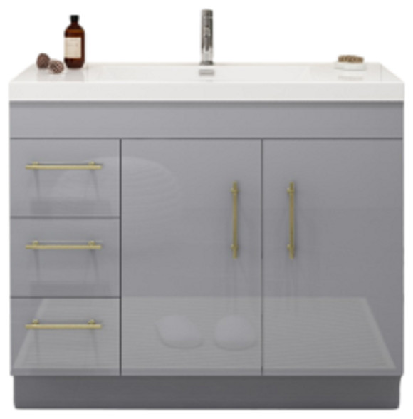 Elsa 42" Bathroom Vanity, Acrylic Top, No Faucet Modern Bathroom