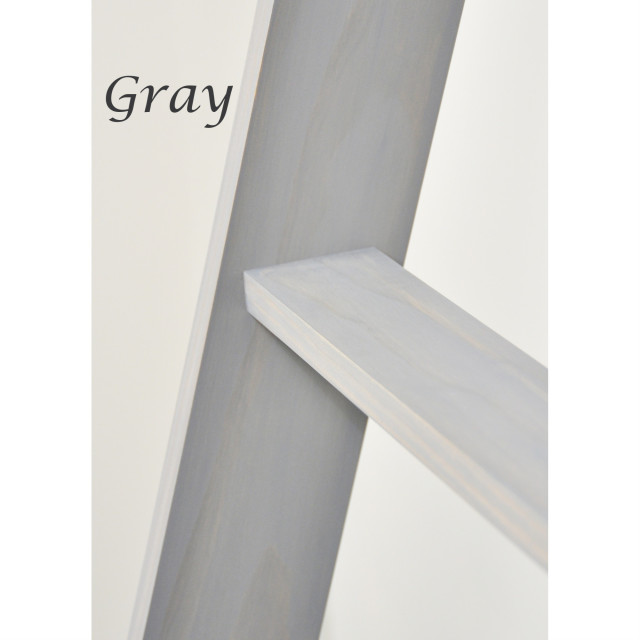 Narrow Wooden Decorative Blanket Ladder 12x72 in, Weathered Gray