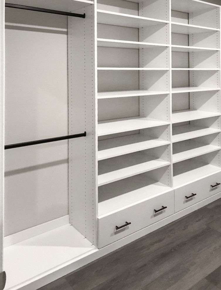 Design ideas for a transitional storage and wardrobe.