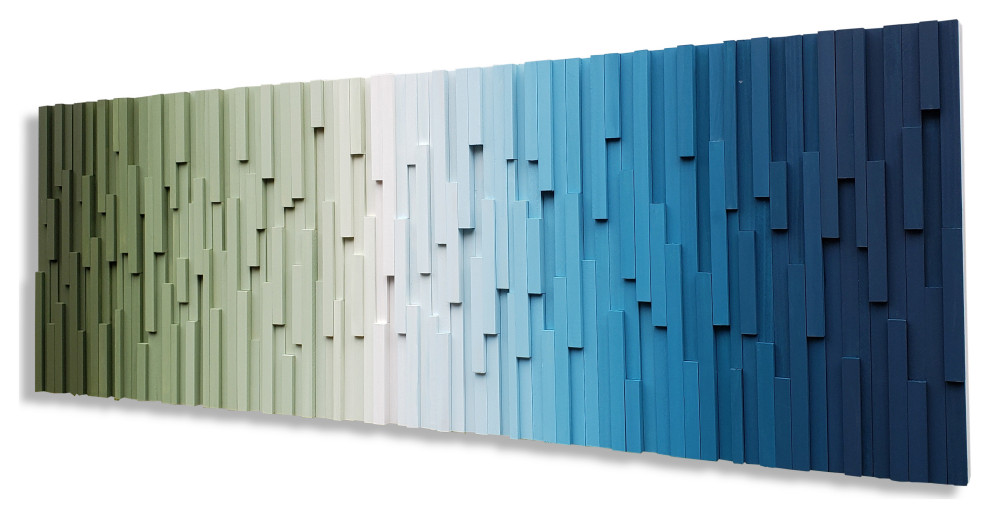 Blue and Green Ombre Wood Art 20