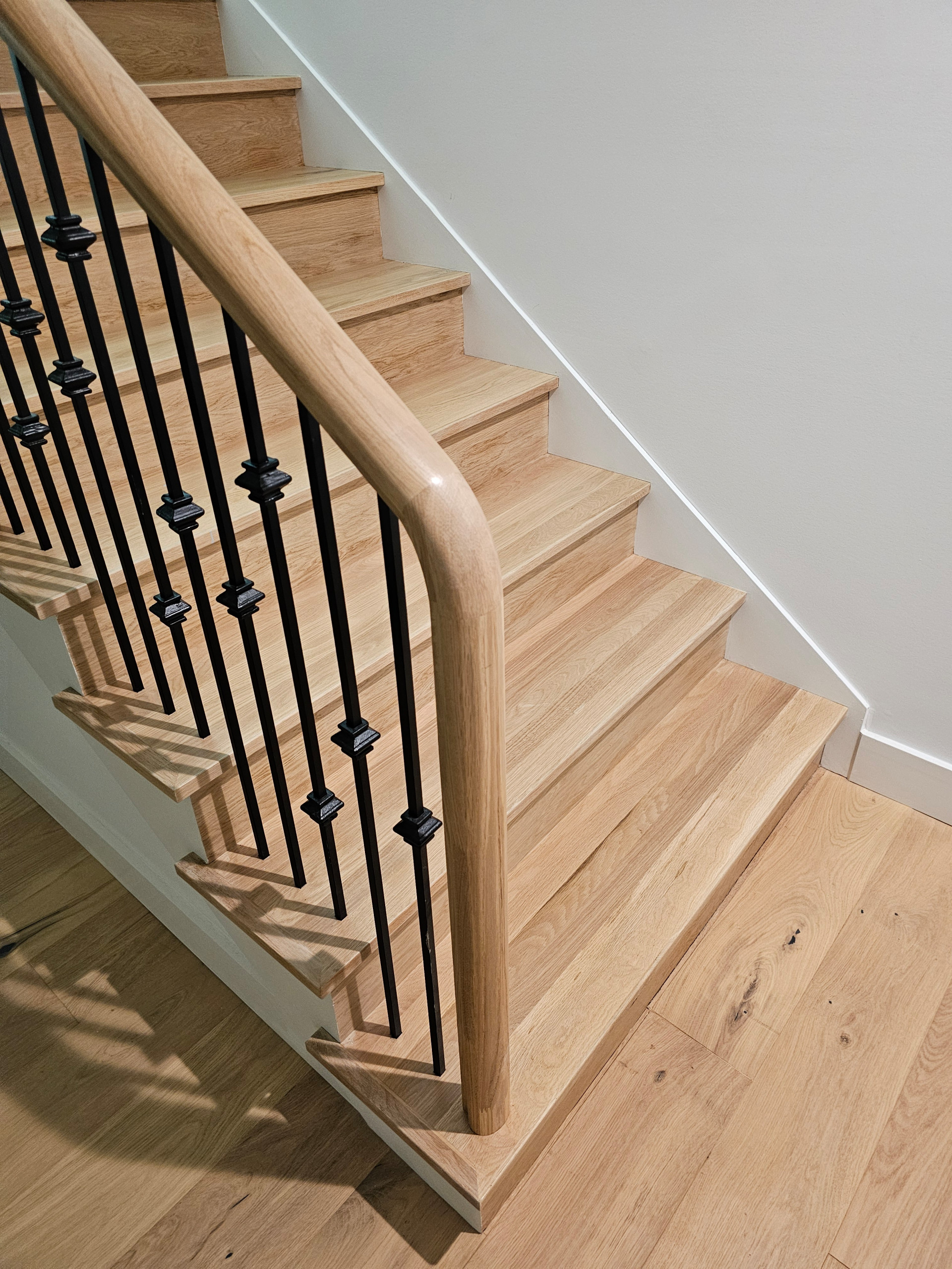 120_Luxurious White Oak Stair with Iron Balusters, Great Falls, 22066