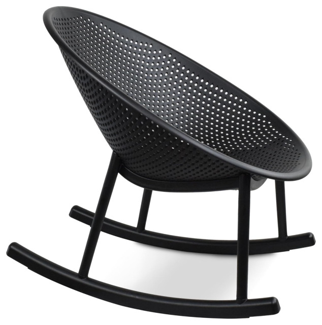 Modern Patio Rocking Chair, Perforated Egg Plastic Seat With Sturdy ...