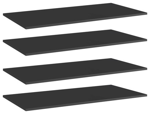 vidaXL Bookshelf Boards Floating Shelf 4 Pcs High Gloss Black Engineered Wood