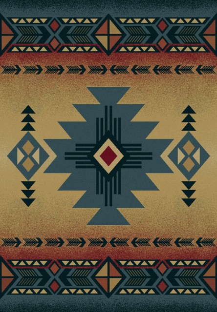 Southwestern/Lodge Genesis Area Rug, Rectangle, Blue, 7'10"x10'6"