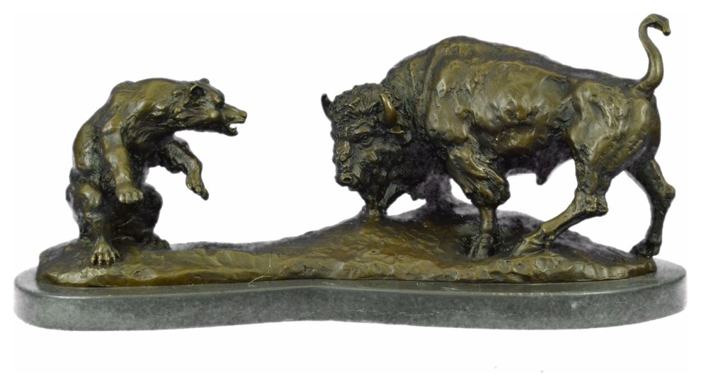 Antiqued Bronze Finish American Buffalo Statue Bison