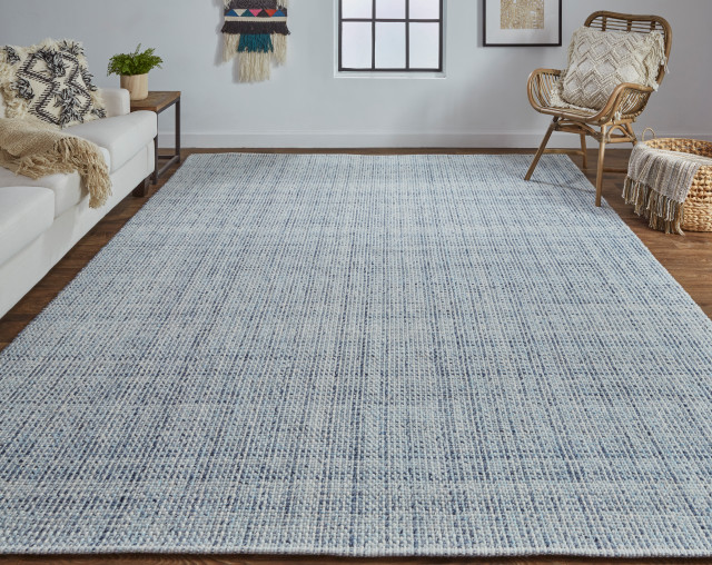 Weave & Wander Siona Space Dyed In/Outdoor Flatweave, Dusty Blue, Rug