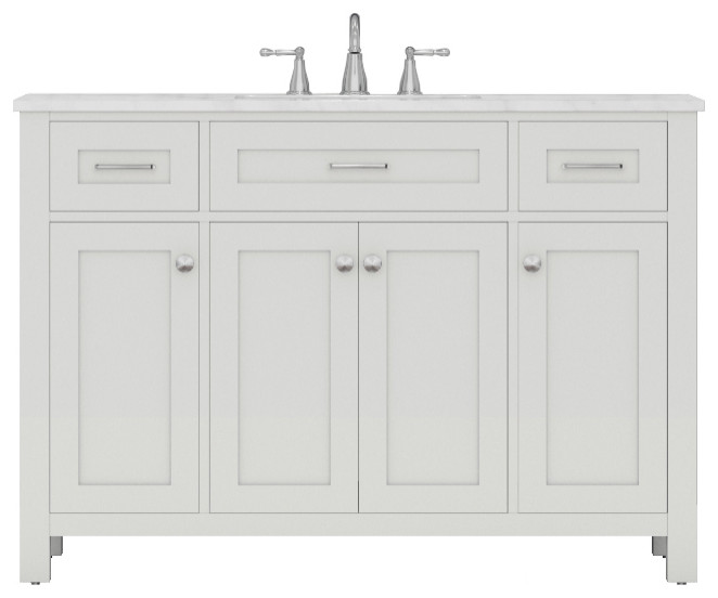 Norwalk 48" Bathroom Vanity With Carrera Marble Top, White