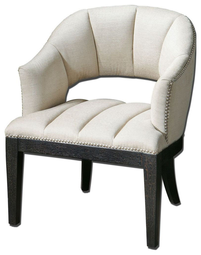 Bovary White Tufted Armchair