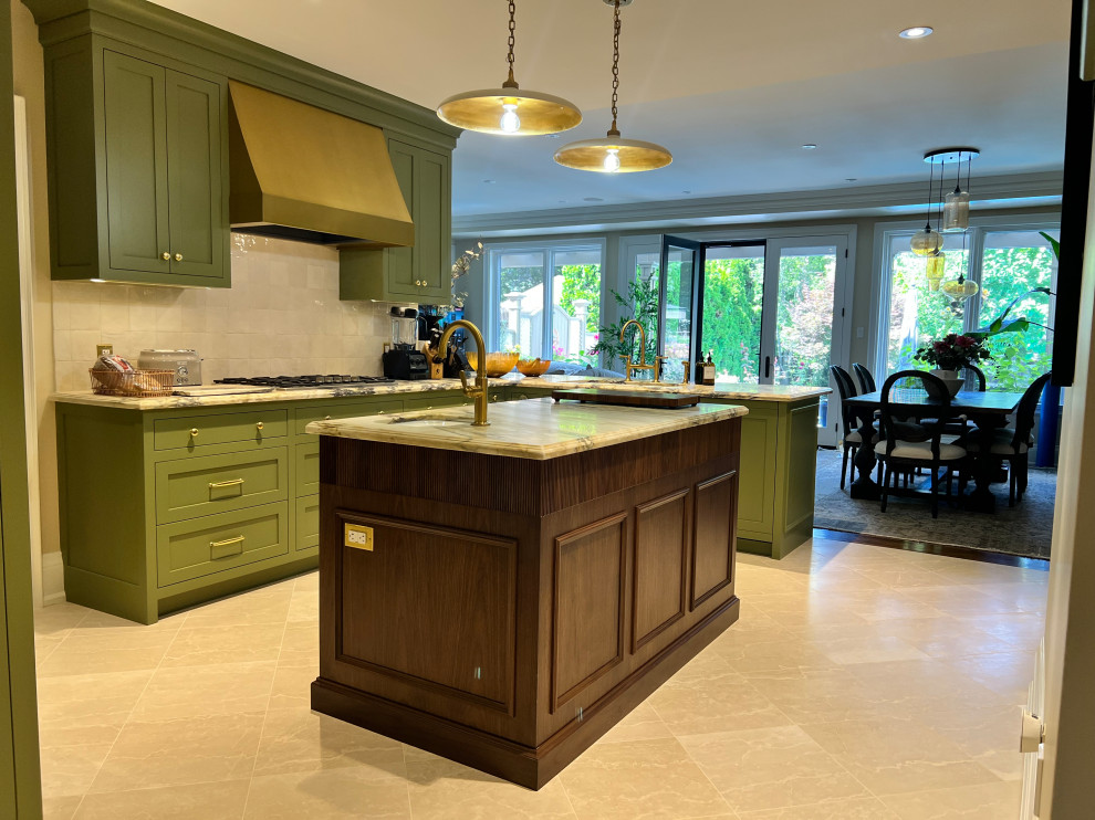 Example of a transitional kitchen design in Toronto
