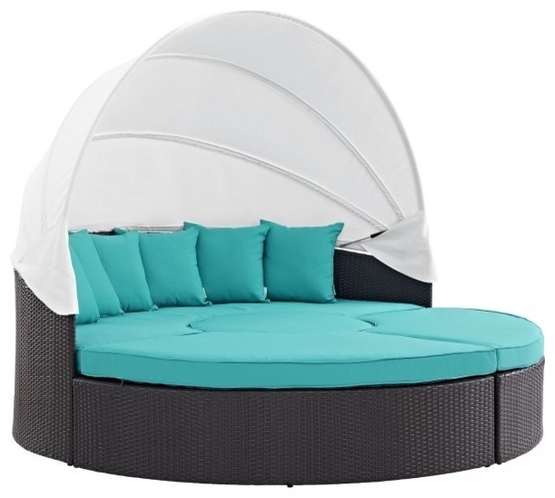 Modway Convene Canopy Outdoor Daybed, Espresso, Turquoise