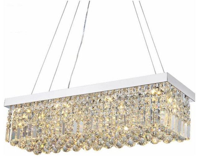 Modern Led Pendant Crystal Dining Room Chandelier Contemporary Kitchen Island Lighting By Luxhomedecor Houzz - Crystal Nest Integrated Led Ceiling Light