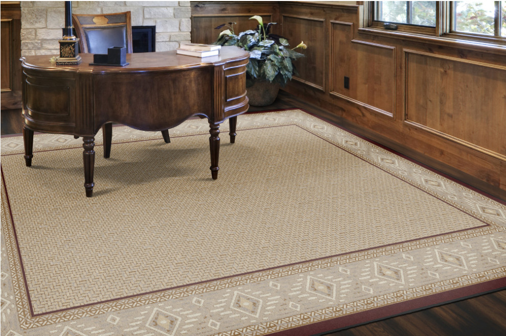 Flagship Carpets FM187-50A 8'4"x12' Ventana Weave Garnet Classroom or Office Rug
