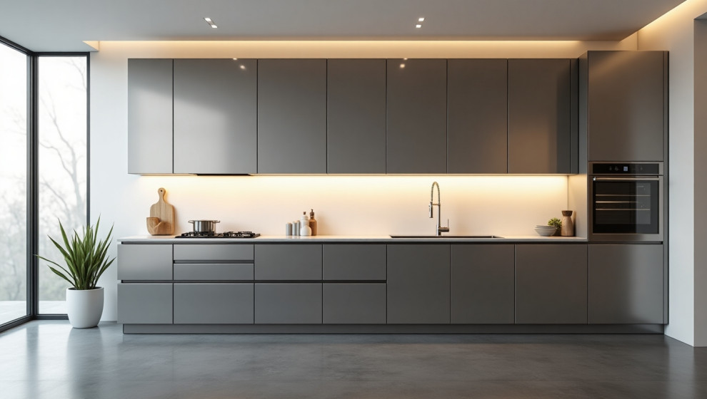 Cucina con ante in acciaio