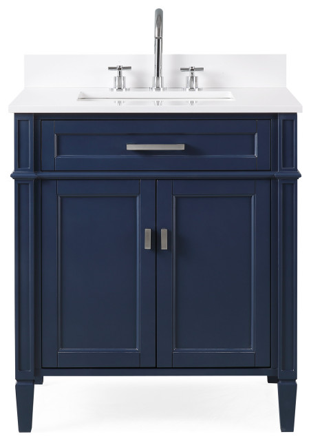 Durand Navy Blue Modern Bathroom Vanity, Bathroom Vanity Houzz