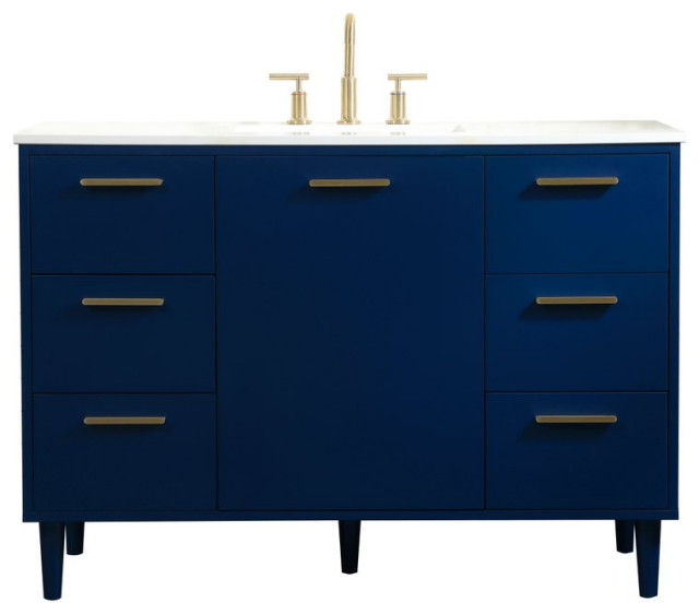 Elegant VF47048MBL 48"Bathroom Vanity, Blue Midcentury Bathroom