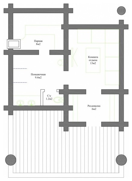 Баня из лафета кедра