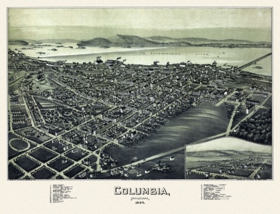 24x36 Vintage Historic Map Downingtown Pennsylvania 1893