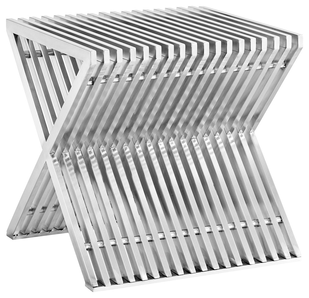 Modern Contemporary Urban Mid Century Living Sofa Side Table, Silver