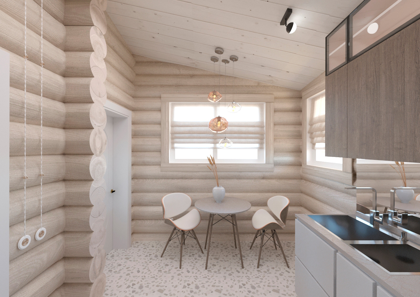 Дизайн загородного дома из бревна