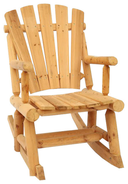 Outdoor Log Adirondack Rocker, Rocking Chair, Natural Wood 