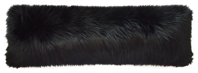 Fur Bolster Pillow - Black Fox