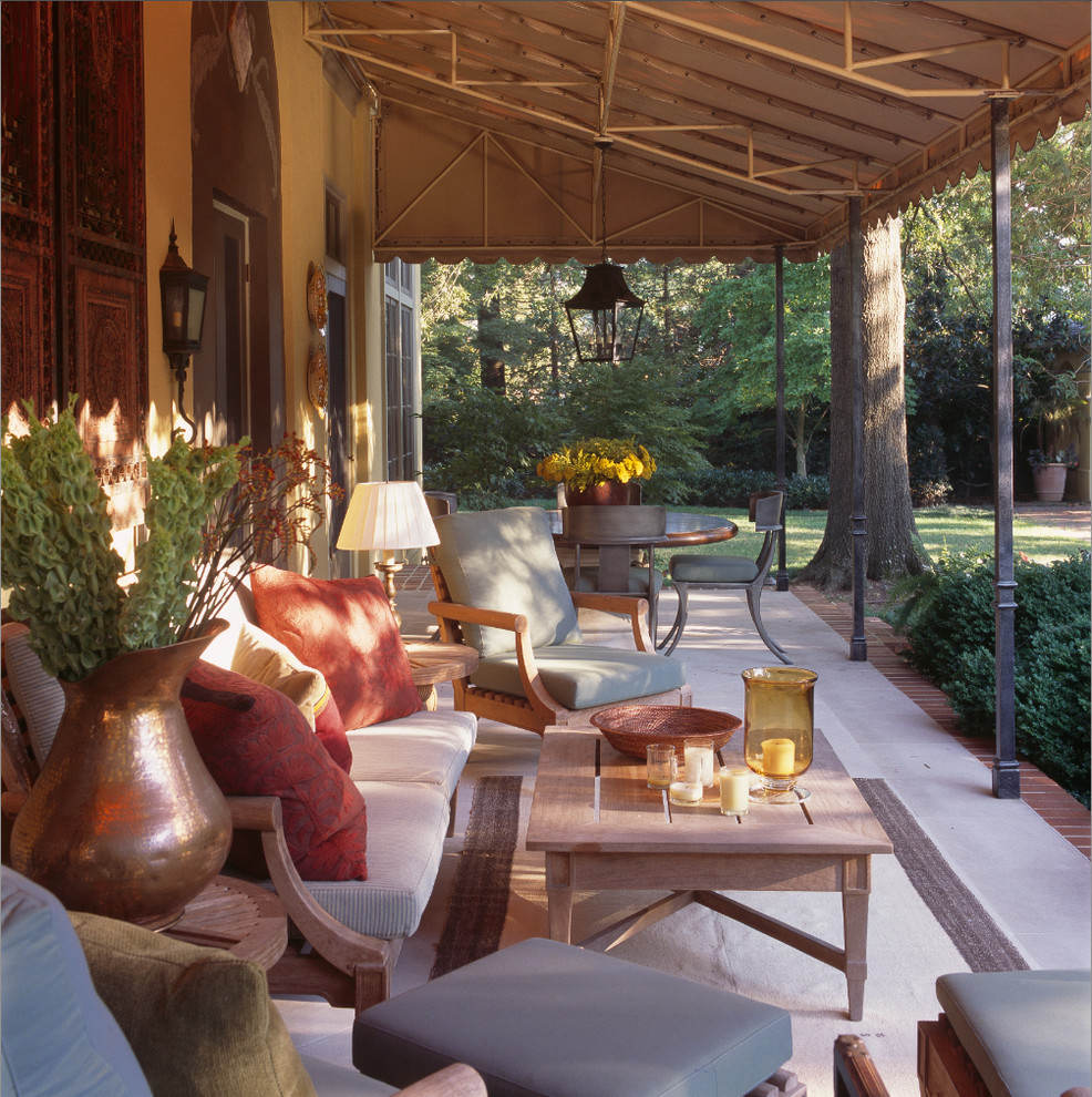 Inspiration for a traditional patio in DC Metro with an awning.