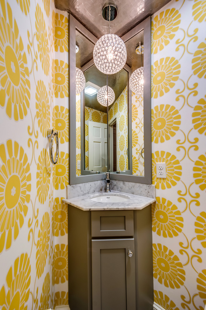 Inspiration for a small transitional powder room in Boston.