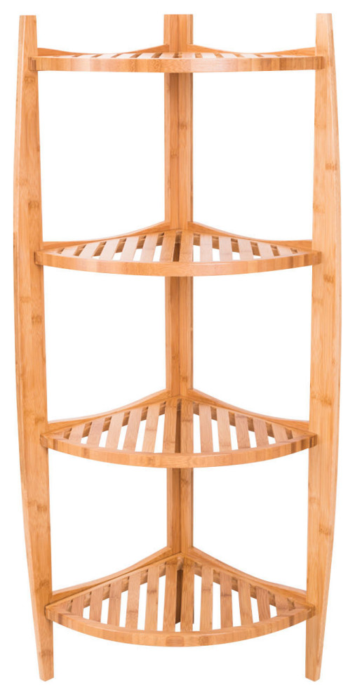 NewRidge Home 4tier Bamboo Corner Storage Shelf, Natural
