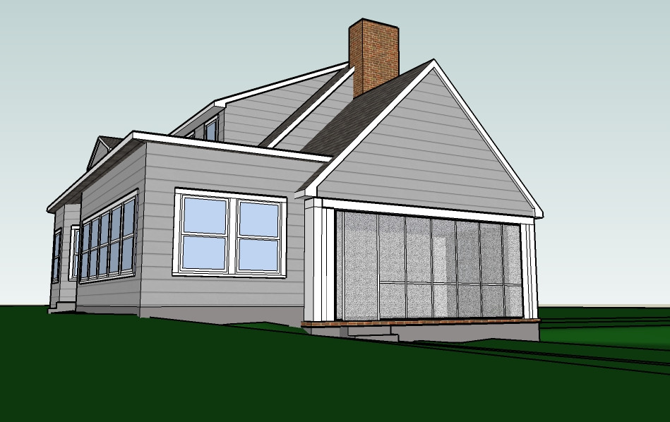 Inspiration for a white three-story vinyl house exterior remodel with a shingle roof
