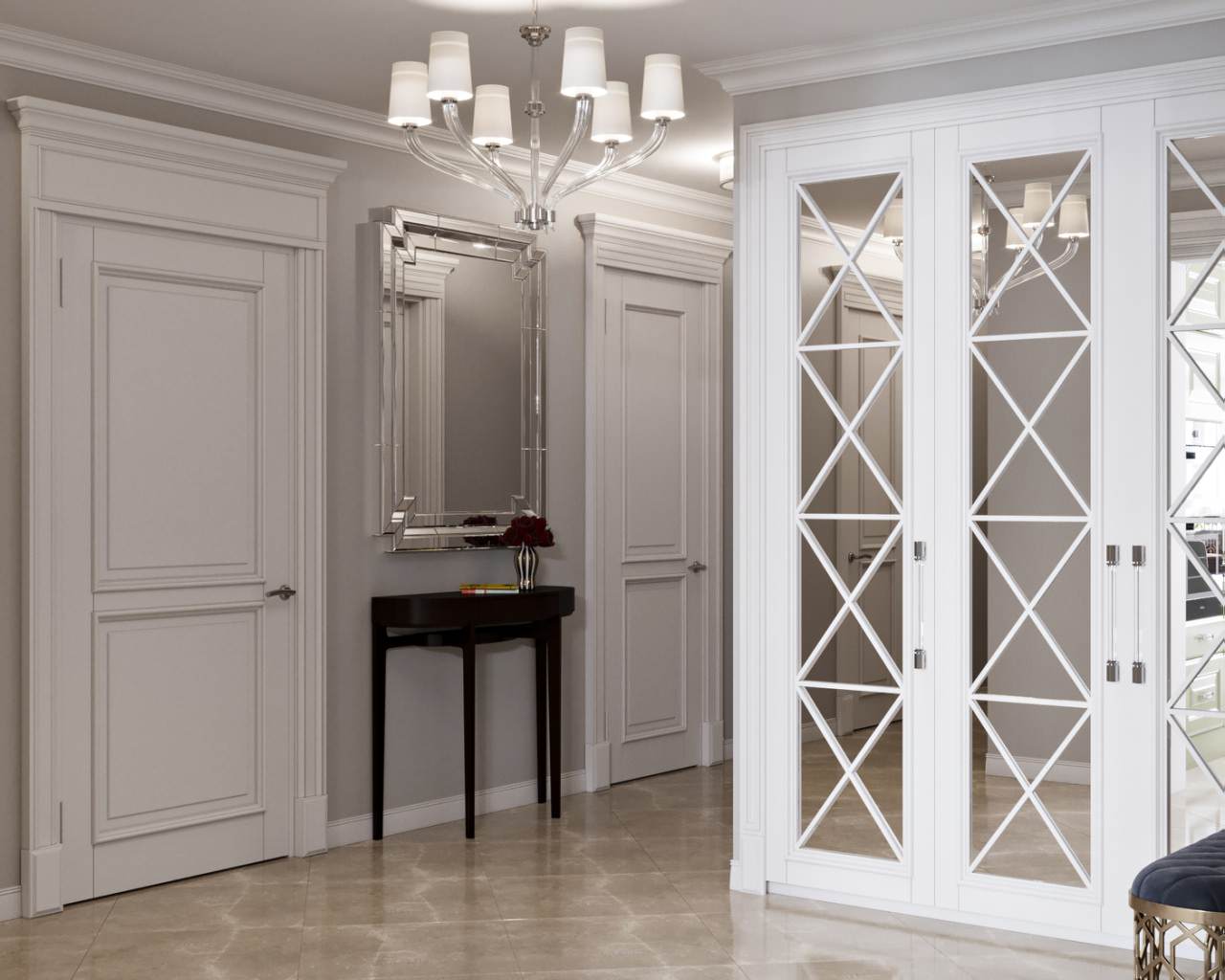 Коридор в проекте квартиры 120 кв.м в ЖК Мосфильмовский