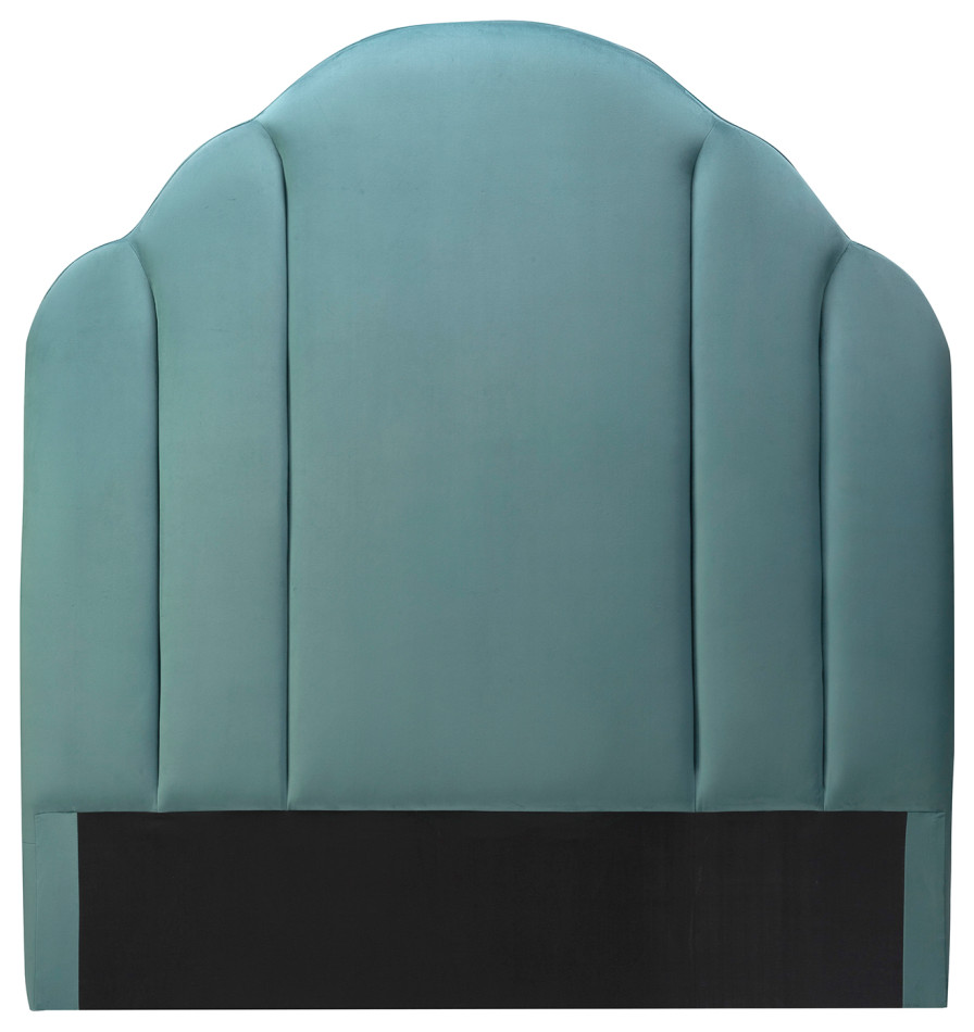 Turquoise Velvet Rounded Edge Headboard Liang & Eimil Roseberry Contemporary Headboards