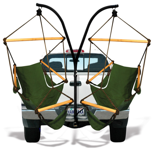 Hammaka Trailer Hitch Stand Combo with Midnight Blue and Hunter Green Chair