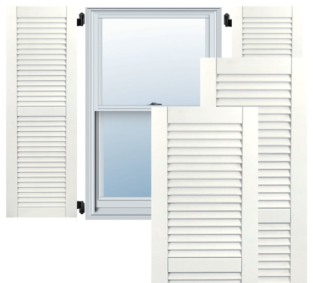 15" x 54" Exterior Composite Wood Louvered Shutters, Black 15" x 54" Exterior Composite Wood Louvered Shutters, Black