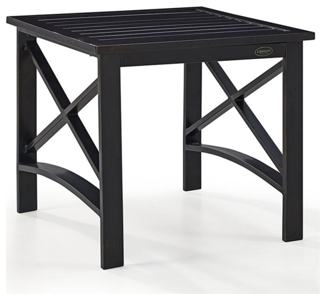 Pemberly Row XDesign Steel Metal Patio End Table in Oiled Bronze Transitional Outdoor Side