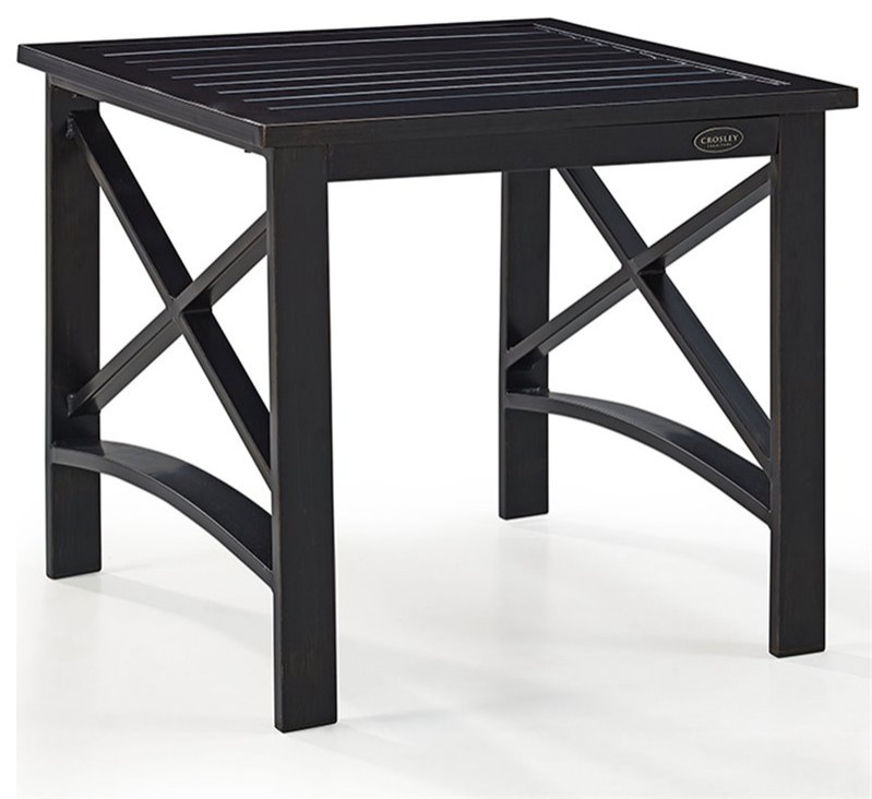 Pemberly Row XDesign Steel Metal Patio End Table in Oiled Bronze