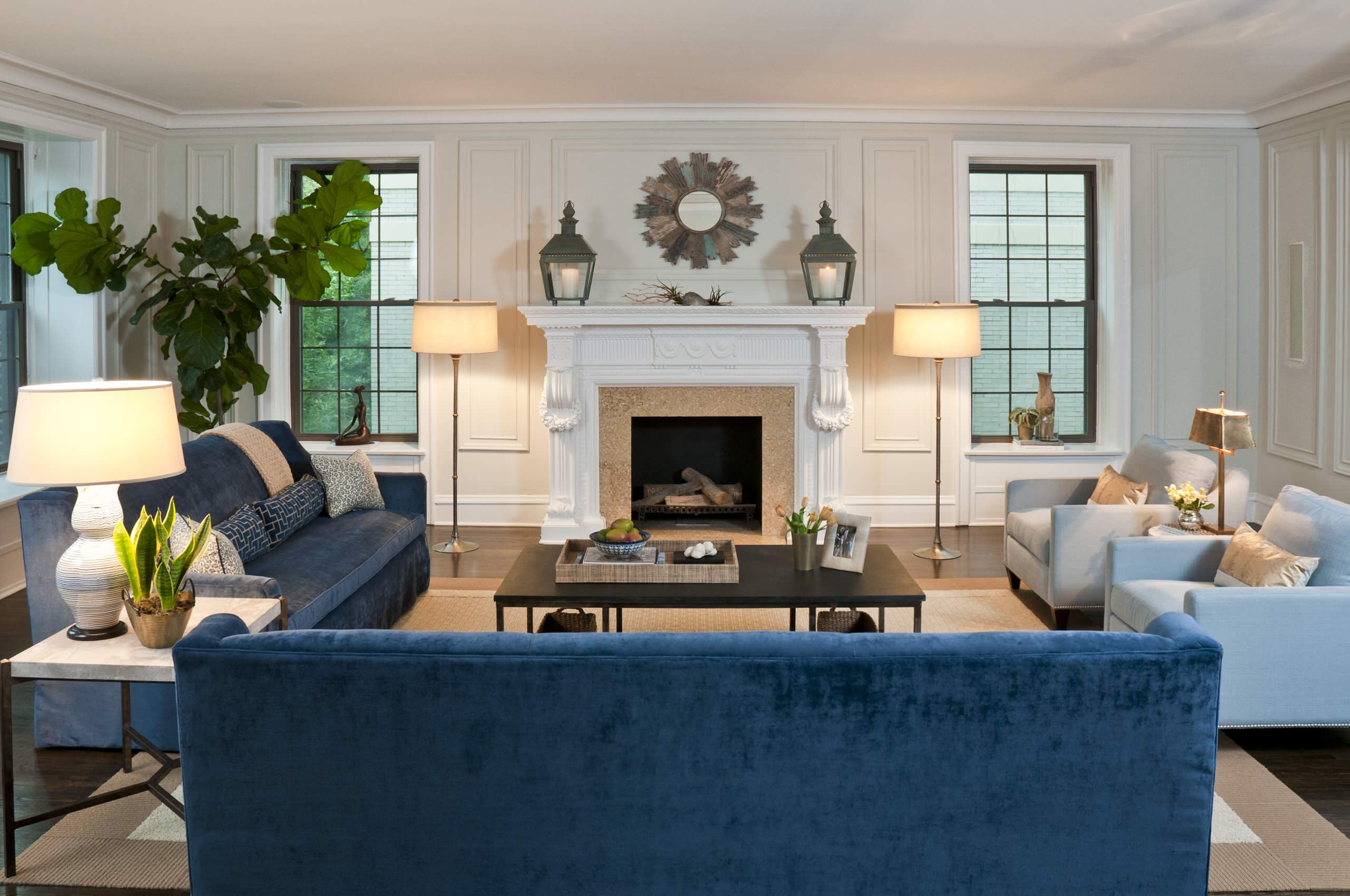 モダンなベージュと青のソファ モダンなベージュと青のソファ