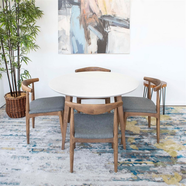 Evette Modern Solid Wood Walnut Dining Room & Kitchen Table and 4 Chair ...