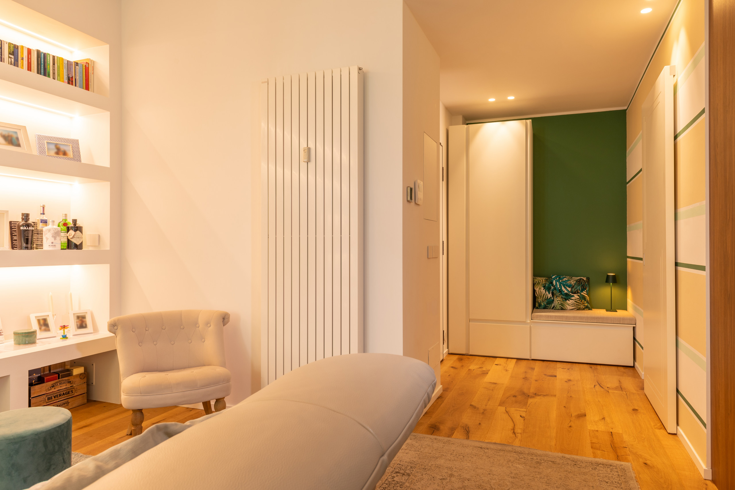 Foyer - small contemporary light wood floor foyer idea in Turin