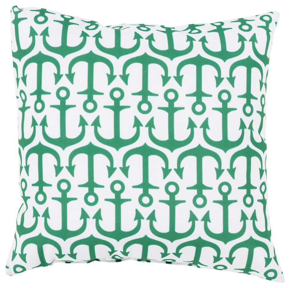 Rain by Surya Poly Fill Pillow, Grass Green/Ivory, 26'