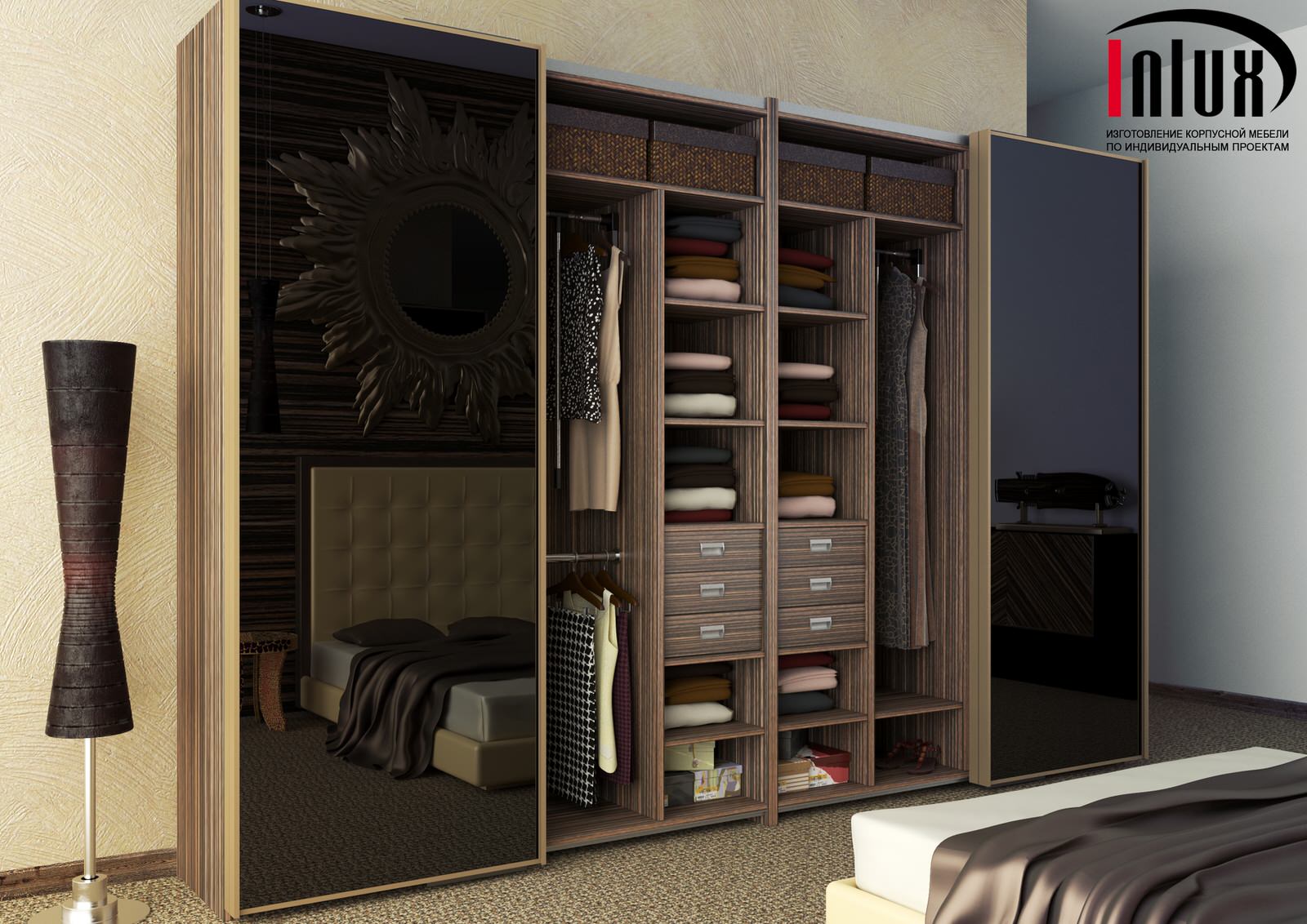 Шкафы с компланарной системой раздвижения дверей