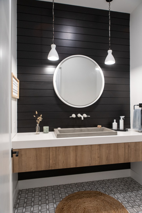 Modern Farmhouse Bathroom Ideas With Dark Wood Bathroom Backsplash