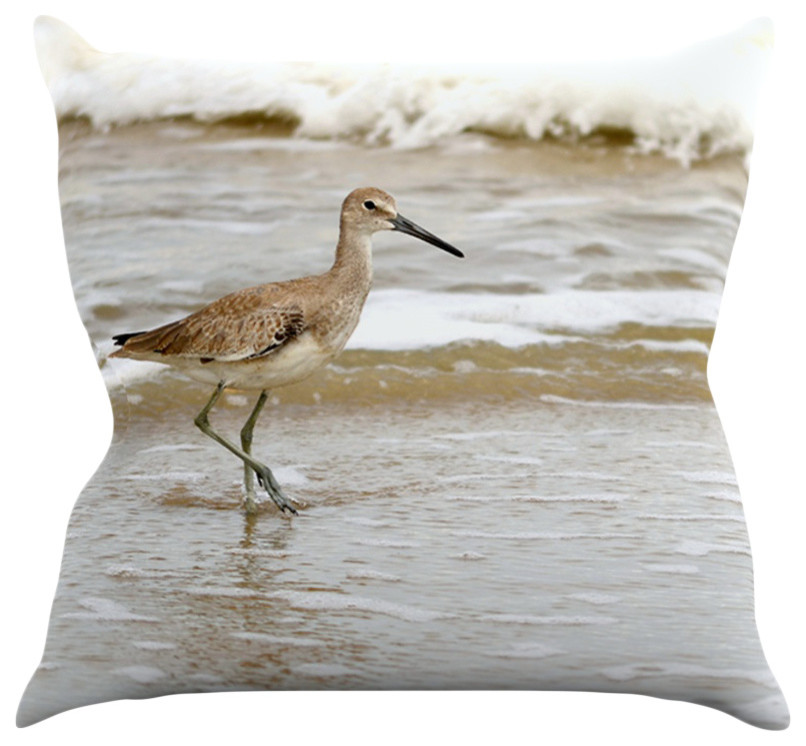 Robin Dickinson "Counting the Waves" Brown White Throw Pillow, 26"x26"
