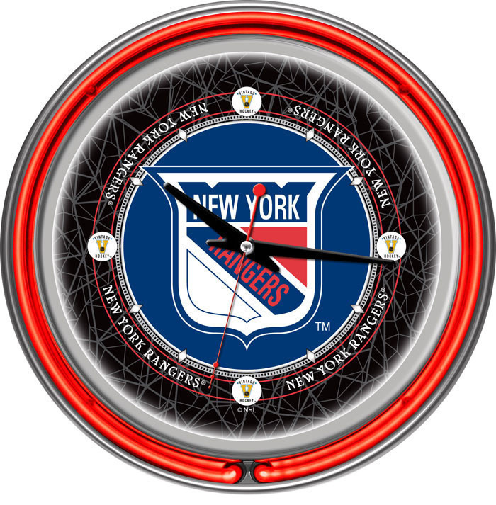 NHL Vintage New York Rangers Neon Clock - 14 inch Diameter