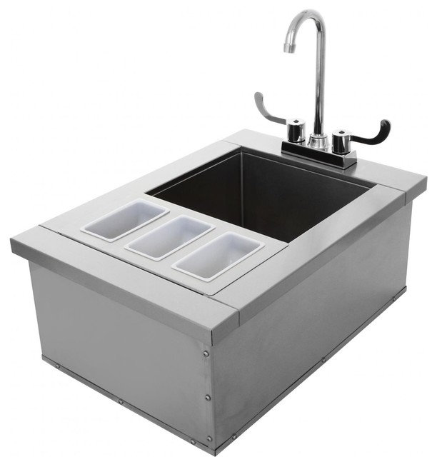 Shop Houzz BBQGuys 16" Drop In Bar Sink With Condiment Holders and