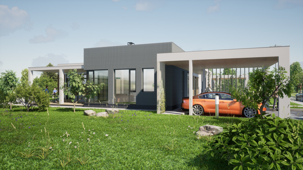 Индивидуальный жилой дом м плоской кровлей