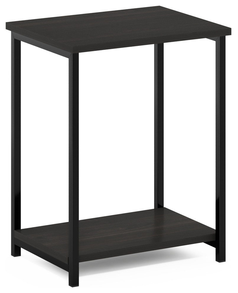 Furinno Simplistic Industrial Metal Frame End Table, Espresso